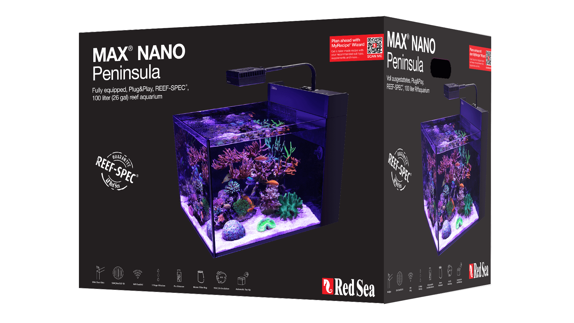 Red Sea Max Nano Cube Peninsula Complete Aquarium (26 Gallons) - box model