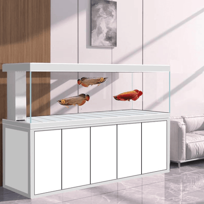 Aqua Dream Tempered Glass Aquarium 400 Gallon Fish Tank Complete Set (White and Silver)