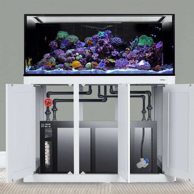 NUVO INT 170 Lagoon Aquarium with APS Stand Included (Reef Option) (Made to Order) (White/Black) - Innovative Marine