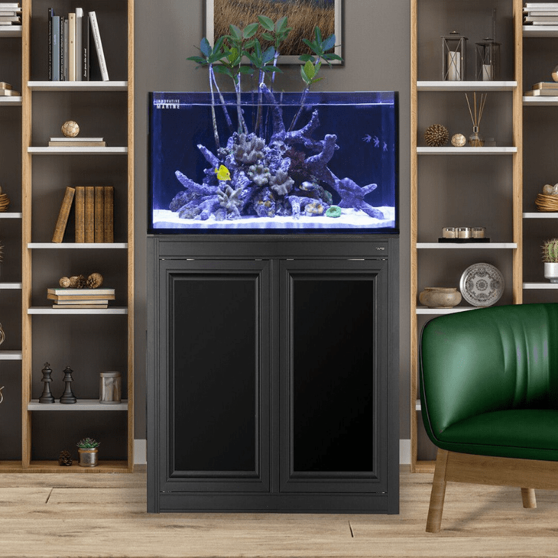NUVO INT 50 Gallon Lagoon Aquarium with APS Stand Including Complete Reef System (White/Black) - Innovative Marine