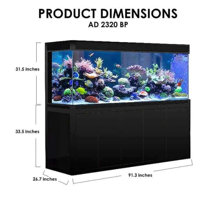 Aqua Dream 400 Gallon Tempered Glass Aquarium (Black) - dimensions