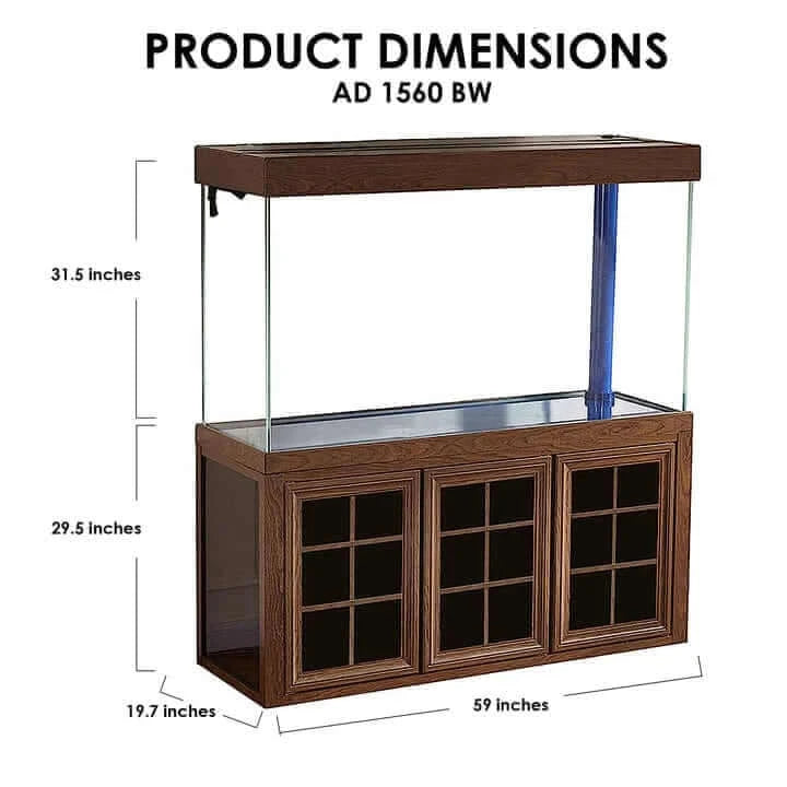Aqua Dream 175 Gallon Tempered Glass Aquarium (Brown Wood) - dimensions