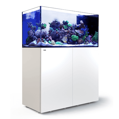Red Sea REEFER Peninsula 500L (135 Gallons) (Pearl White/Black) - angled view white