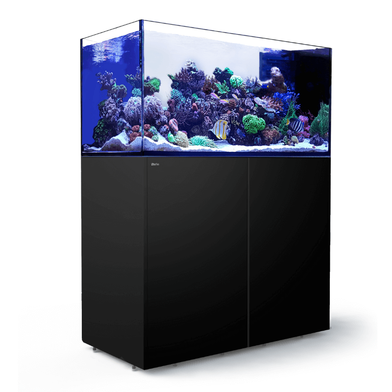 Red Sea REEFER Peninsula 500L (135 Gallons) (Pearl White/Black) - angled view black