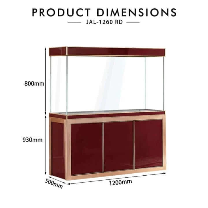 Aqua Dream 135 Gallon Tempered Glass Aquarium (Red and Gold) - dimensions