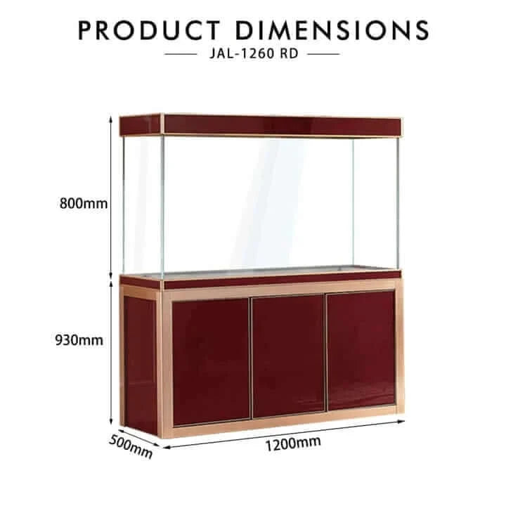 Aqua Dream 175 Gallon Tempered Glass Aquarium (Red and Gold) - dimensions