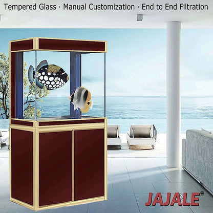 Aqua Dream 100 Gallon Tempered Glass Aquarium (Red and Gold) - front view model