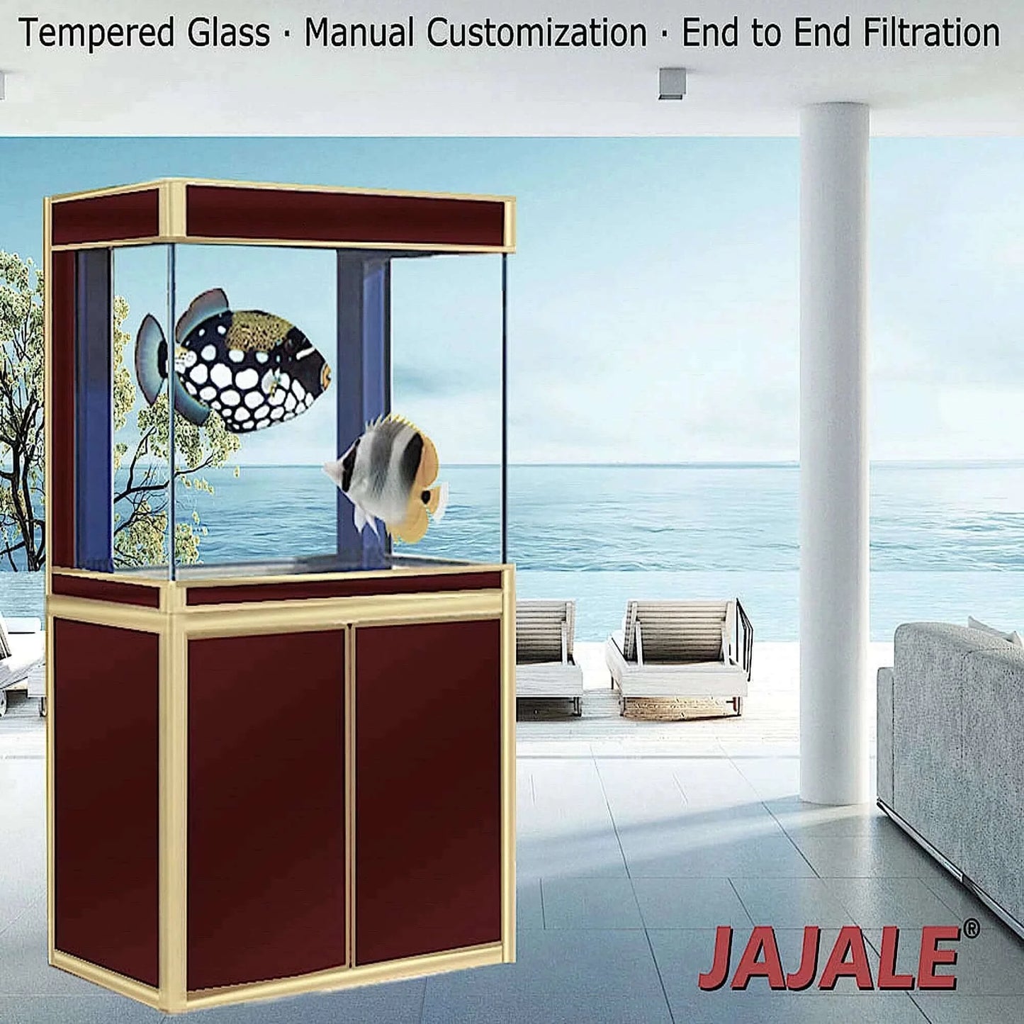 Aqua Dream 100 Gallon Tempered Glass Aquarium (Red and Gold)