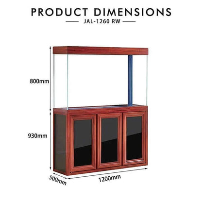 Aqua Dream 135 Gallon Tempered Glass Aquarium (Redwood) - dimensions