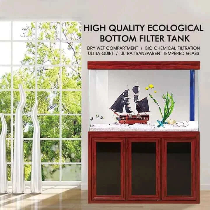 Aqua Dream 175 Gallon Tempered Glass Aquarium (Redwood) - model view