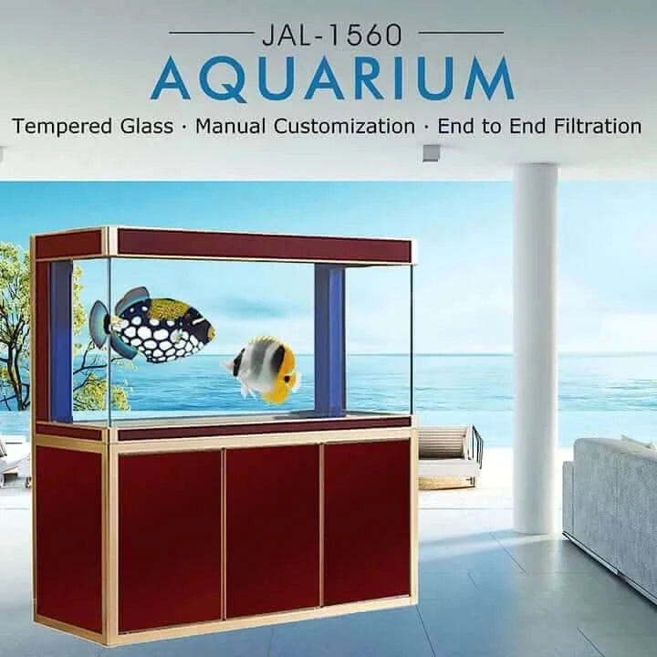 Aqua Dream 175 Gallon Tempered Glass Aquarium (Red and Gold) - model view