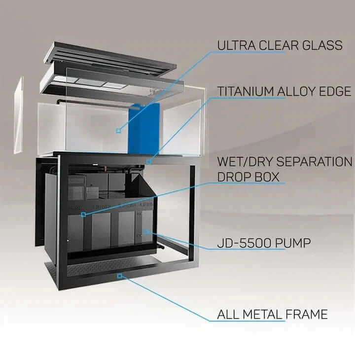 Aqua Dream 230 Gallon Tempered Glass Aquarium (Silver Edition) - features