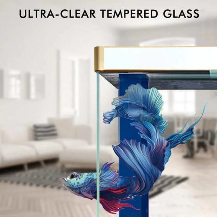 Aqua Dream 100 Gallon Tempered Glass Aquarium (White and Gold) - about glass