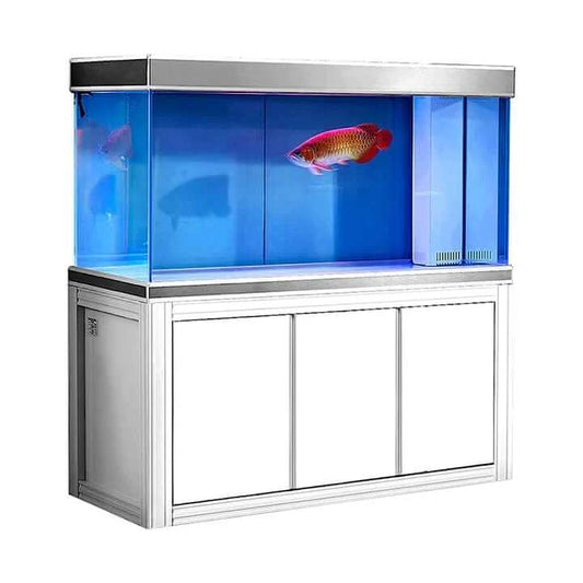 Aqua Dream 200 Gallon Tempered Glass Aquarium (White and Silver) - front view