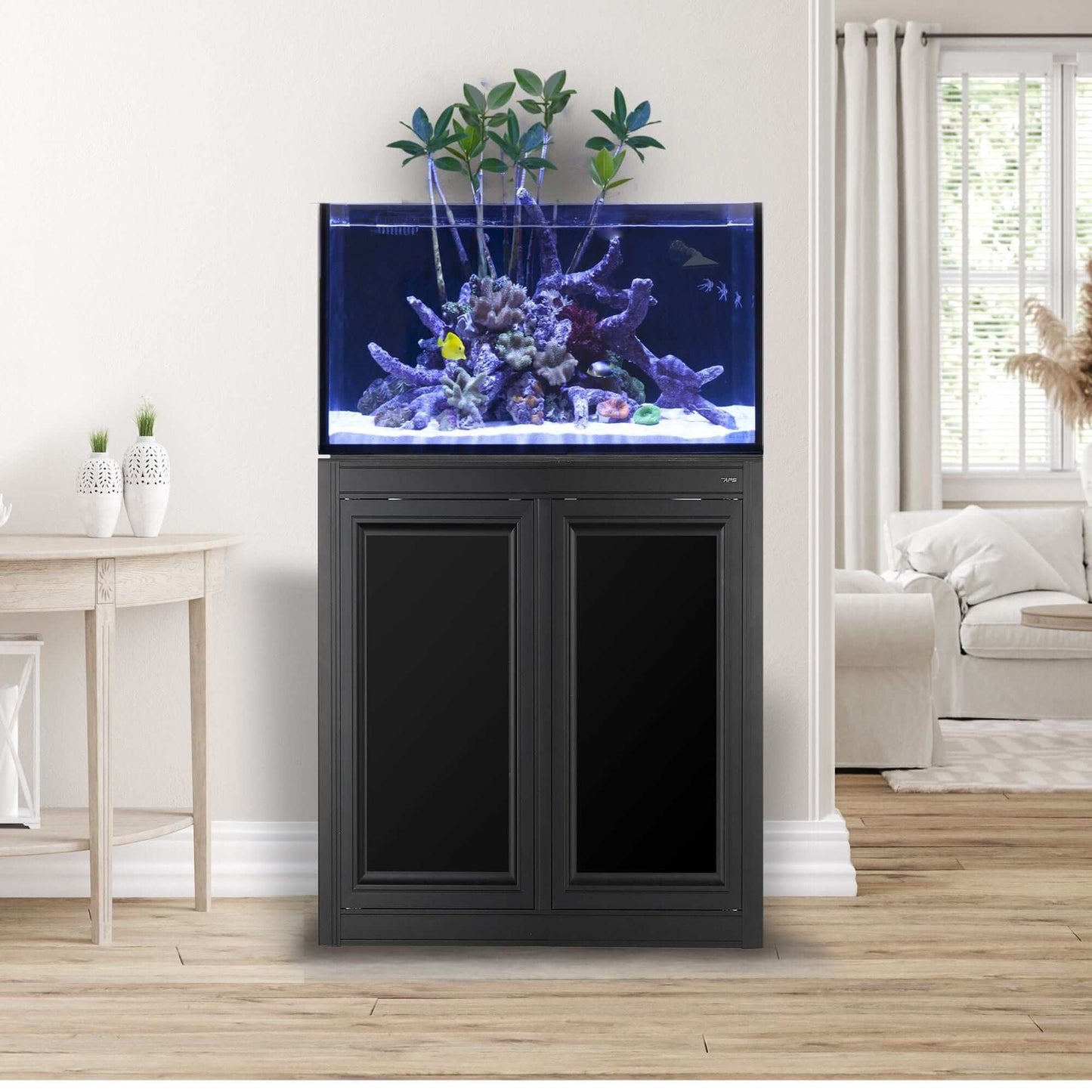 NUVO EXT 50 Lagoon Aquarium Including APS Stand and Complete Reef (White/Black) - Innovative Marine