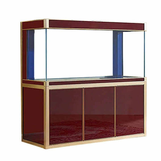 Aqua Dream 175 Gallon Tempered Glass Aquarium (Red and Gold) - front view