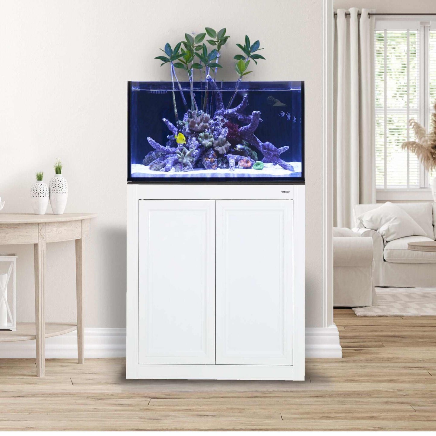 NUVO EXT 50 Lagoon Aquarium Including APS Stand and Complete Reef (White/Black) - Innovative Marine