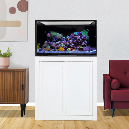 NUVO INT 112 Gallon Lagoon Aquarium with APS Stand Included (Reef Option) (Made to Order) (White/Black) - Innovative Marine